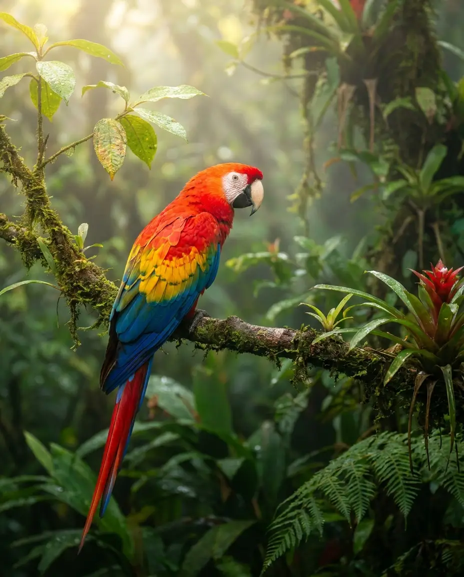 A scarlet macaw — the lapa roja that gives our bistro its name